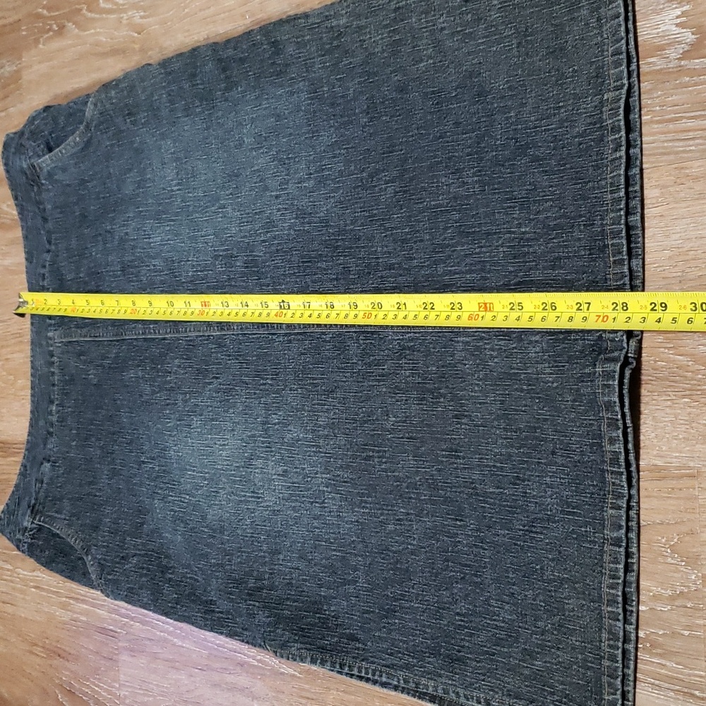 (14) Contrast Denim Stretch Midi Jean Skirt Fitted Contemporary Classic Denim - Picture 5 of 7